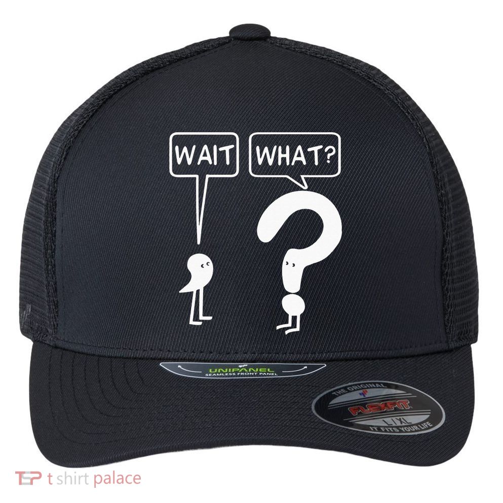 Wait, What Apostrophe Question Mark Funny English Teacher Flexfit Unipanel Trucker Cap