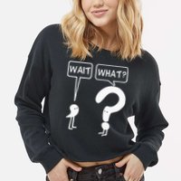 Wait, What Apostrophe Question Mark Funny English Teacher Cropped Pullover Crew