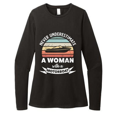 Wo With A Motorboat Funny Boating Gift Mom Gift Womens CVC Long Sleeve Shirt