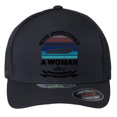 Wo With A Motorboat Funny Boating Funny Gift Mom Cute Gift Flexfit Unipanel Trucker Cap