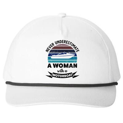 Wo With A Motorboat Funny Boating Funny Gift Mom Cute Gift Snapback Five-Panel Rope Hat