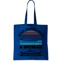 Wo With A Motorboat Funny Boating Funny Gift Mom Cute Gift Tote Bag