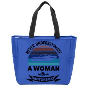 Wo With A Motorboat Funny Boating Funny Gift Mom Cute Gift Zip Tote Bag