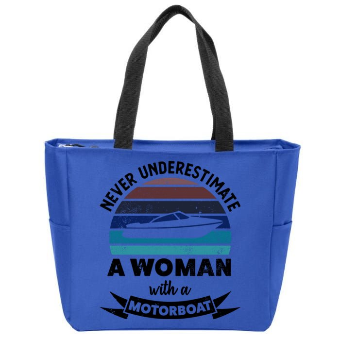 Wo With A Motorboat Funny Boating Funny Gift Mom Cute Gift Zip Tote Bag