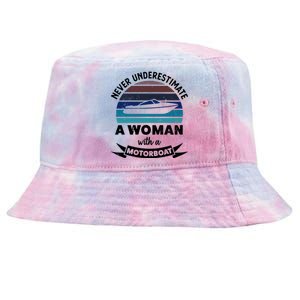 Wo With A Motorboat Funny Boating Funny Gift Mom Cute Gift Tie-Dyed Bucket Hat