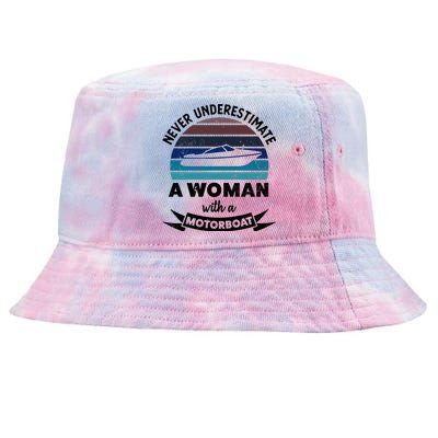 Wo With A Motorboat Funny Boating Funny Gift Mom Cute Gift Tie-Dyed Bucket Hat