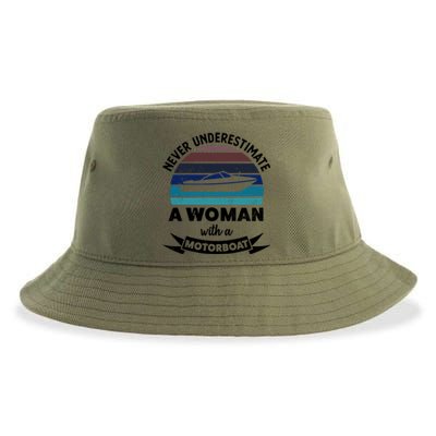 Wo With A Motorboat Funny Boating Funny Gift Mom Cute Gift Sustainable Bucket Hat