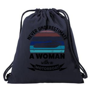 Wo With A Motorboat Funny Boating Funny Gift Mom Cute Gift Drawstring Bag