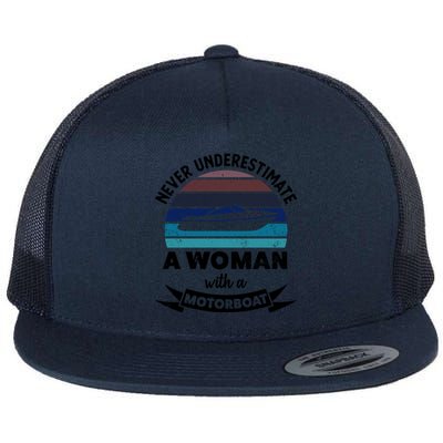 Wo With A Motorboat Funny Boating Funny Gift Mom Cute Gift Flat Bill Trucker Hat