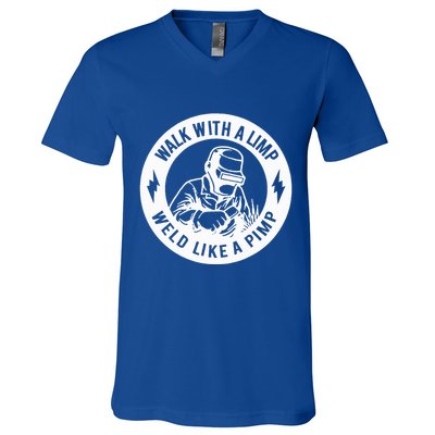 Walk With A Limp Weld Like A Pimp V-Neck T-Shirt