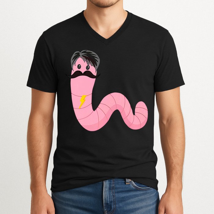 Worm With A Mustache James Tom Ariana Reality V-Neck T-Shirt