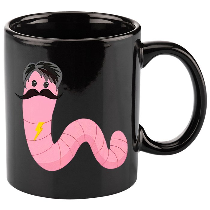 Worm With A Mustache James Tom Ariana Reality 11oz C Handle Ceramic Mug