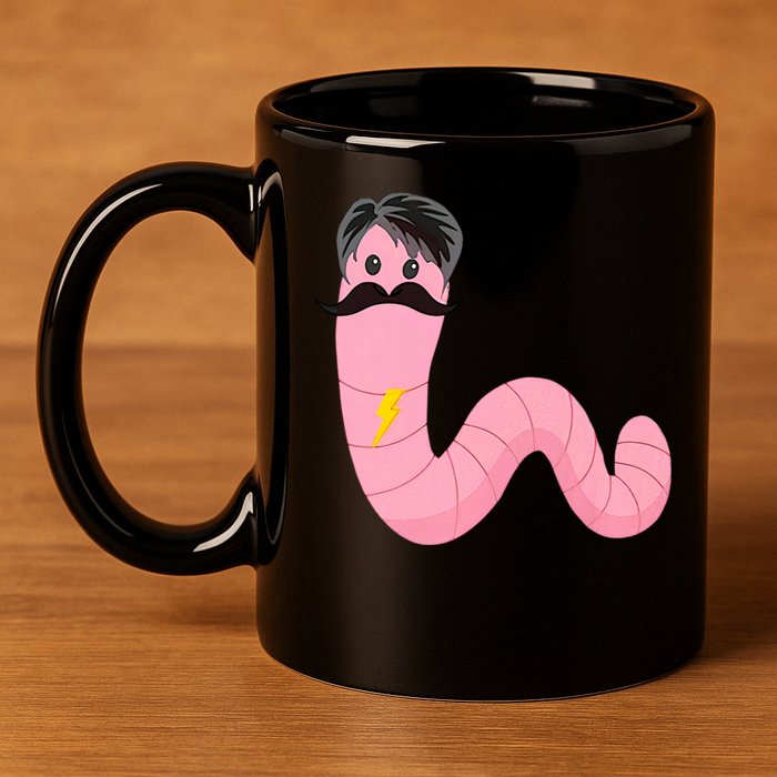 Worm With A Mustache James Tom Ariana Reality 11oz C Handle Ceramic Mug