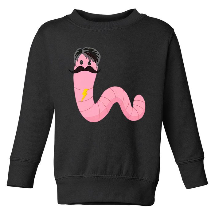 Worm With A Mustache James Tom Ariana Reality Toddler Sweatshirt