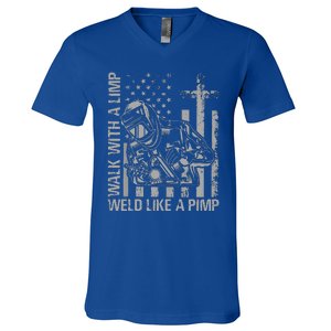 Walk With A Limp Weld Like A Pimp V-Neck T-Shirt