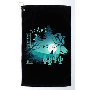 Wolf Wildlife animal Retro 80s Japan Anime japanese art  Platinum Collection Golf Towel