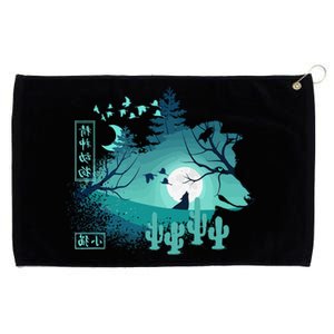 Wolf Wildlife animal Retro 80s Japan Anime japanese art  Grommeted Golf Towel