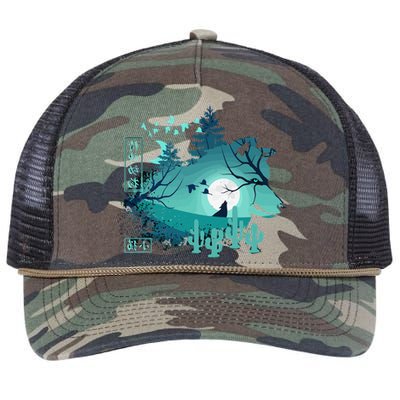 Wolf Wildlife animal Retro 80s Japan Anime japanese art  Retro Rope Trucker Hat Cap