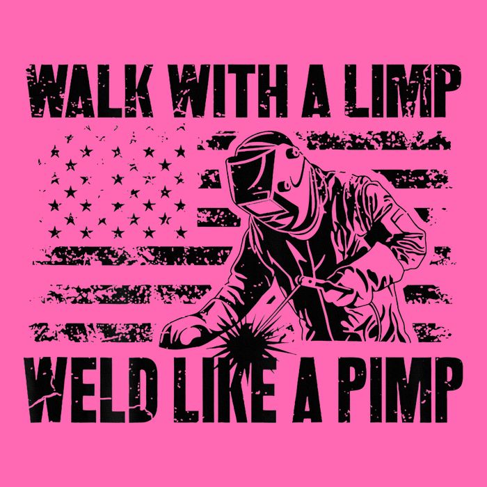Walk With A Limp Weld Like A Pimp Stripe Pom Pom Beanie