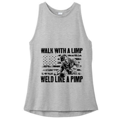 Walk With A Limp Weld Like A Pimp Ladies PosiCharge Tri-Blend Wicking Tank