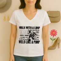 Walk With A Limp Weld Like A Pimp Women's V-Neck T-Shirt