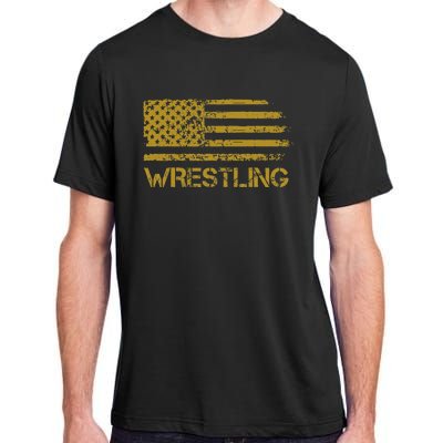 Wrestling Wrestler American Usa Flag Patriotic Vintage Adult ChromaSoft Performance T-Shirt