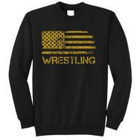 Wrestling Wrestler American Usa Flag Patriotic Vintage Tall Sweatshirt