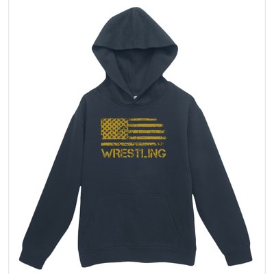 Wrestling Wrestler American Usa Flag Patriotic Vintage Urban Pullover Hoodie