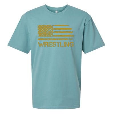 Wrestling Wrestler American Usa Flag Patriotic Vintage Sueded Cloud Jersey T-Shirt