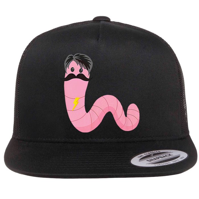 Worm With A Mustache James Tom Ariana Reality Flat Bill Trucker Hat