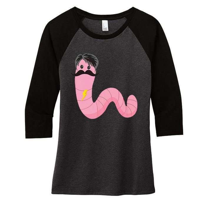 Worm With A Mustache James Tom Ariana Reality Women's Tri-Blend 3/4-Sleeve Raglan Shirt