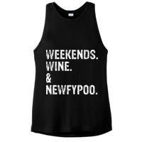 Weekends Wine And Newfypoo Funny Newfypoo Dog Ladies PosiCharge Tri-Blend Wicking Tank