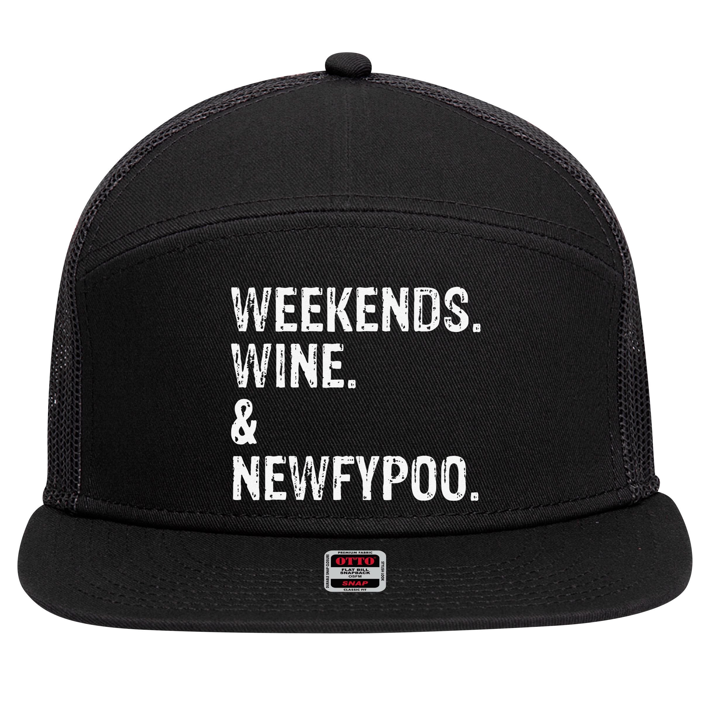 Weekends Wine And Newfypoo Funny Newfypoo Dog 7 Panel Mesh Trucker Snapback Hat