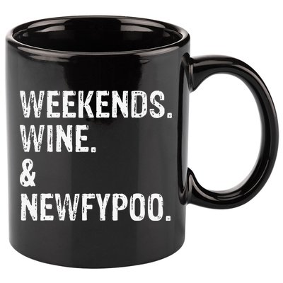 Weekends Wine And Newfypoo Funny Newfypoo Dog 11oz C Handle Ceramic Mug