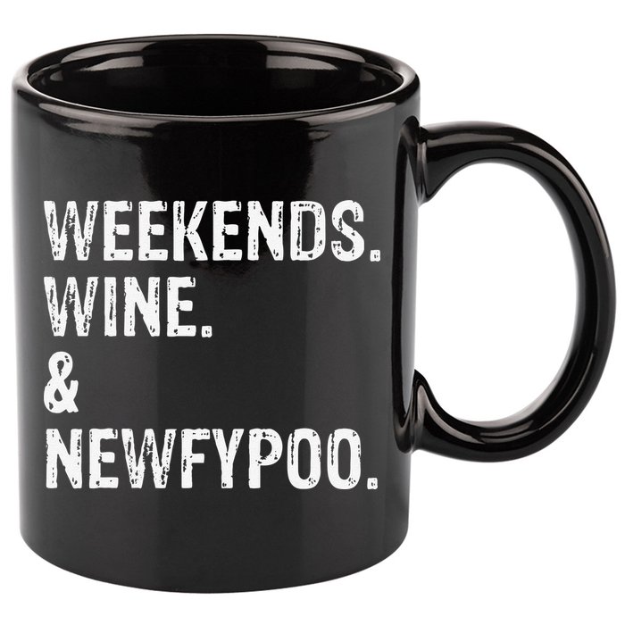 Weekends Wine And Newfypoo Funny Newfypoo Dog 11oz C Handle Ceramic Mug