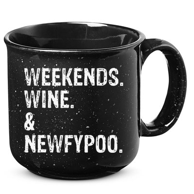 Weekends Wine And Newfypoo Funny Newfypoo Dog 15oz Campfire Ceramic Mug