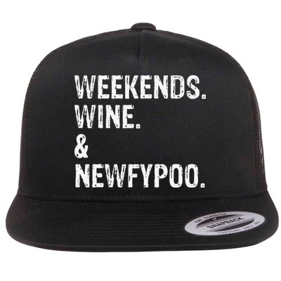 Weekends Wine And Newfypoo Funny Newfypoo Dog Flatbill Hat