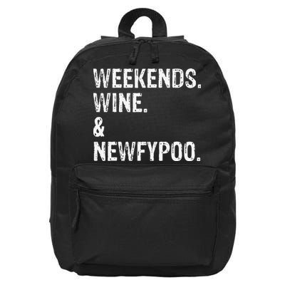 Weekends Wine And Newfypoo Funny Newfypoo Dog 16 in Basic Backpack