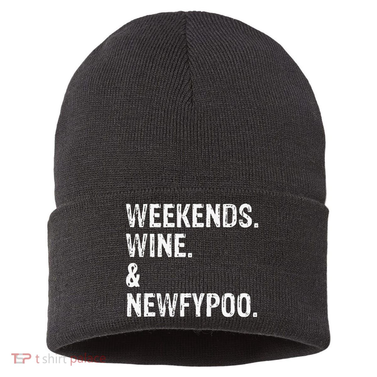 Weekends Wine And Newfypoo Funny Newfypoo Dog Sustainable Knit Beanie