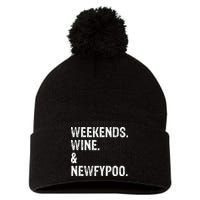 Weekends Wine And Newfypoo Funny Newfypoo Dog Pom Pom 12in Knit Beanie