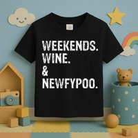Weekends Wine And Newfypoo Funny Newfypoo Dog Toddler T-Shirt