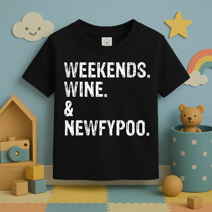 Weekends Wine And Newfypoo Funny Newfypoo Dog Toddler T-Shirt