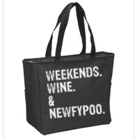 Weekends Wine And Newfypoo Funny Newfypoo Dog Zip Tote Bag