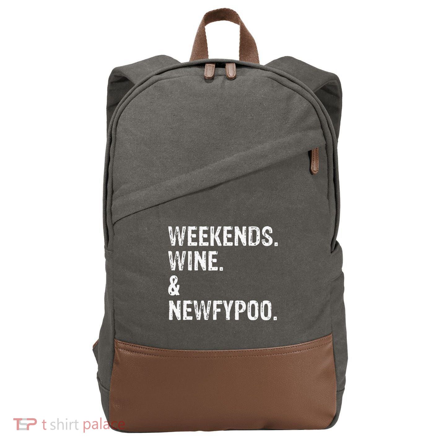Weekends Wine And Newfypoo Funny Newfypoo Dog Cotton Canvas Backpack