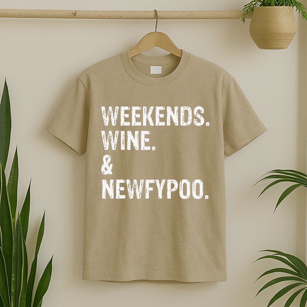 Weekends Wine And Newfypoo Funny Newfypoo Dog T-Shirt
