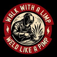 Walk With A Limp Weld Like A Pimp Funny Welding Welder Drawstring Bag