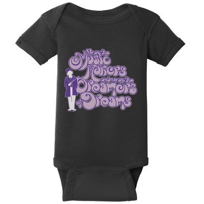 W.I.L.L.Y W.O.N.K.A And The Chocolate Factory Music Makers Gum Font Baby Bodysuit