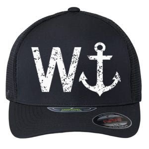 Wanker W Anchor Funny Nautical Insult Wordplay Cruise Sail Flexfit Unipanel Trucker Cap