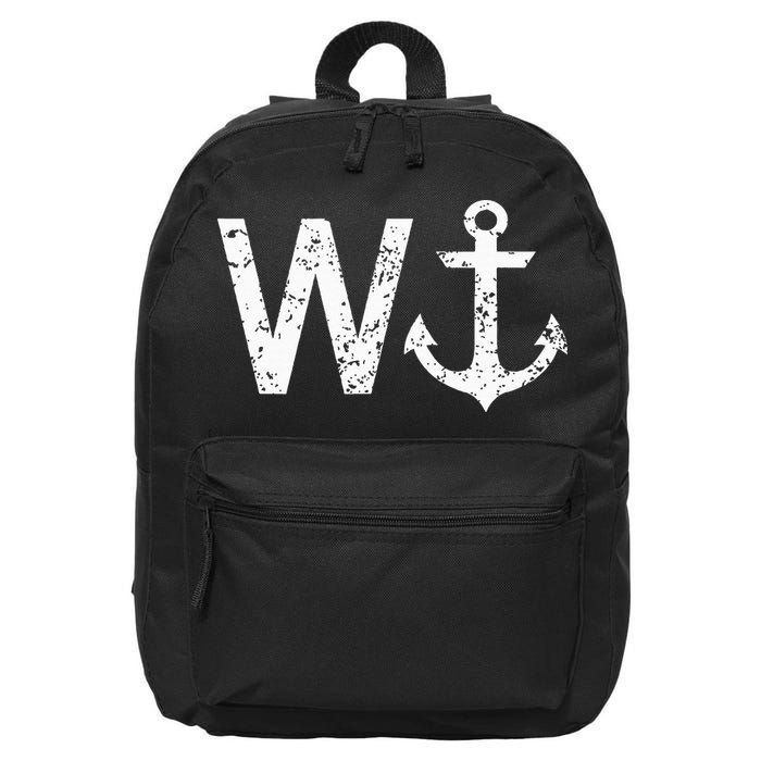 Wanker W Anchor Funny Nautical Insult Wordplay Cruise Sail 16 in Basic Backpack