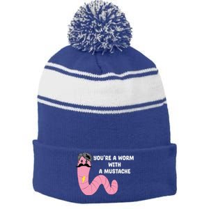 Worm With A Mustache James Tom Ariana Reality Stripe Pom Pom Beanie